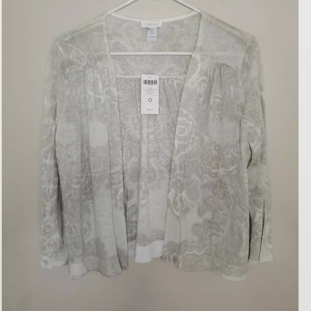 COPY - NWT Chicos Delicate Scroll Linen Blend Cardigan Mist Green Size 0/small.